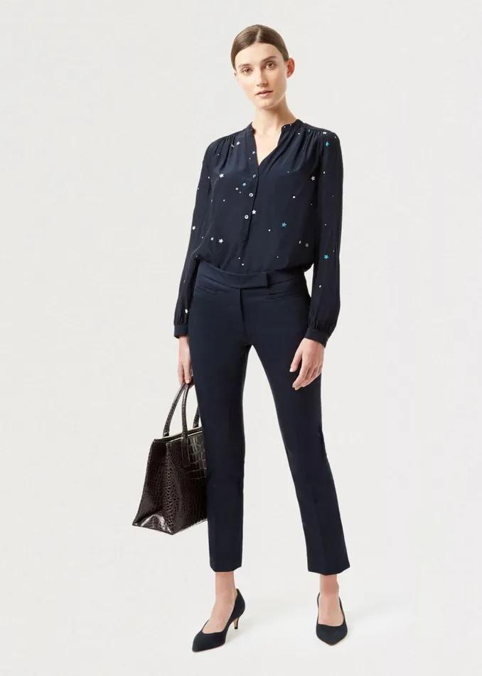 Trousers Women HOBBS Annie Slim Trousers With Stretch Navy
