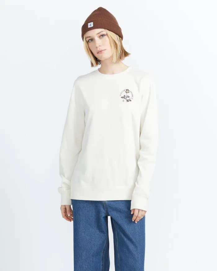 Truly Deal Crew Sweatshirt 8211 Bone Womens Volcom Hoodies and Sweatshirts
