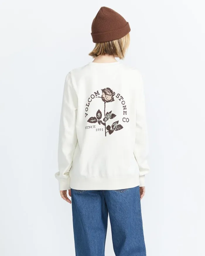 Truly Deal Crew Sweatshirt 8211 Bone Womens Volcom Hoodies and Sweatshirts
