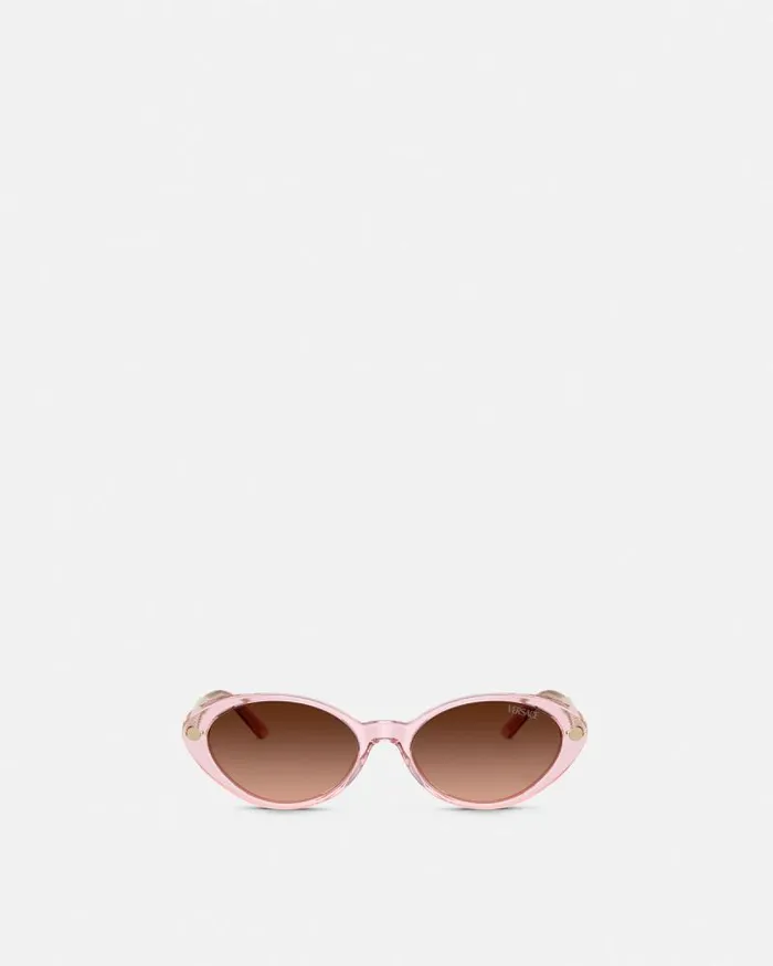 Tubular Greca Oval Sunglasses Pink Women Versace Sunglasses
