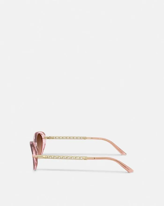 Tubular Greca Oval Sunglasses Pink Women Versace Sunglasses