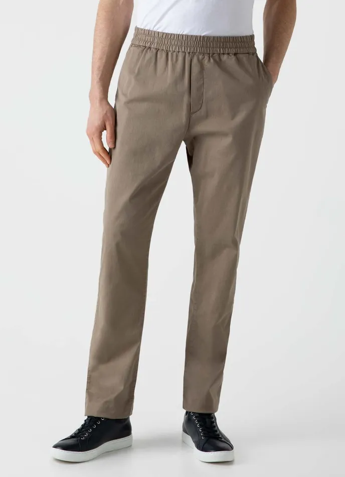 Twill Drawstring Trouser Dark Stone Men SUNSPEL Pants