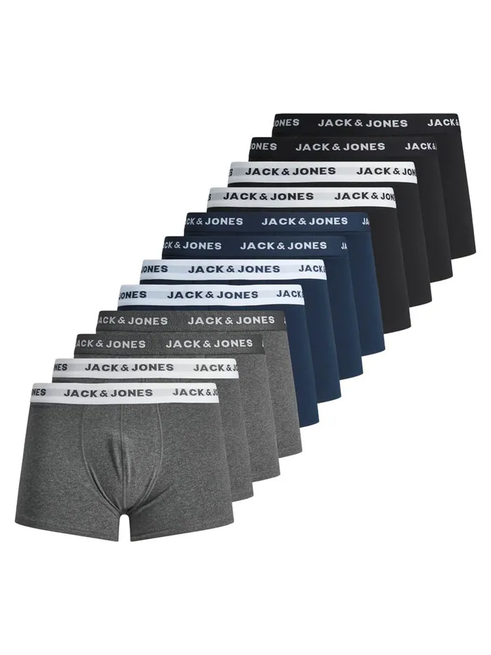 Underwear JACK and JONES Mens 12PACK TRUNKS Grey Navy Blazer Cheap On Sale
