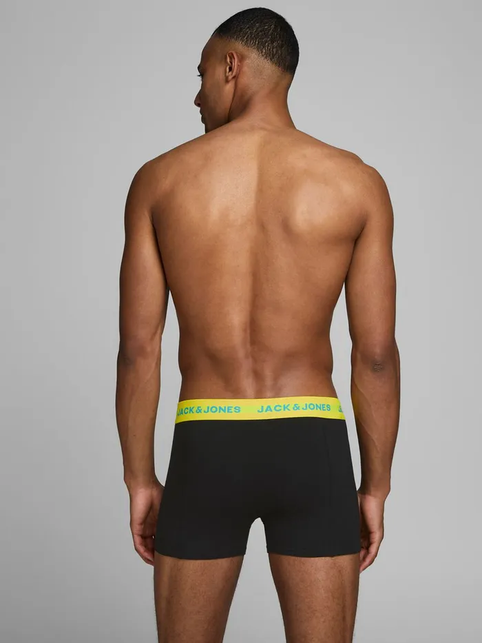 Underwear JACK and JONES Mens 3PACK FLORAL TRUNKS Black Fiery Red Cheap On Sale