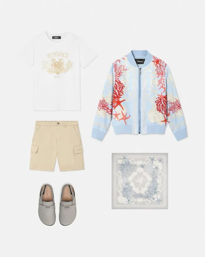 University Coral Kids TShirt White Children Versace Clothing