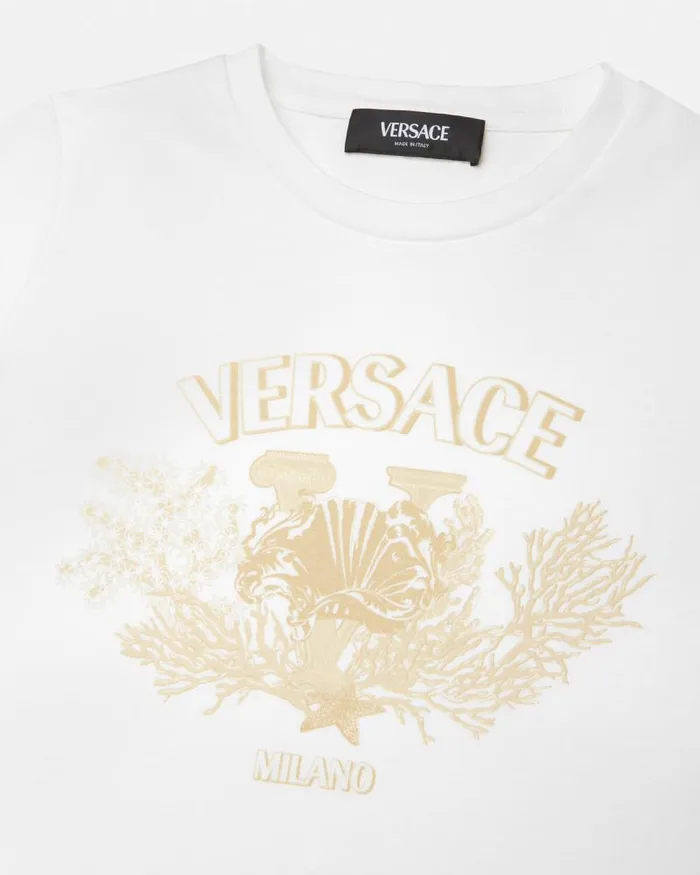 University Coral Kids TShirt White Children Versace Clothing
