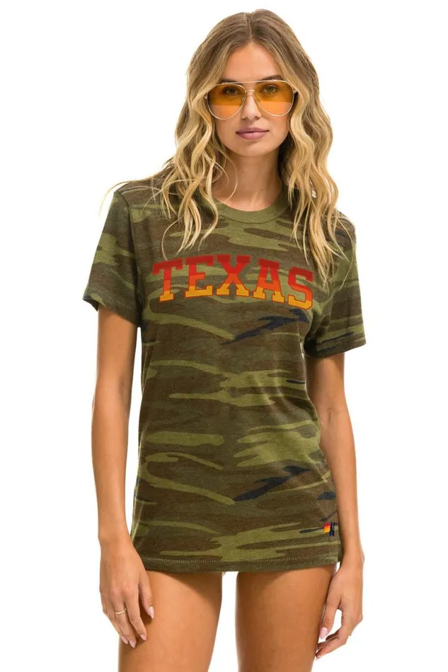 University Of Texas Crew Tee Shirt 8211 Camo WomenMen Aviator Nation Tees