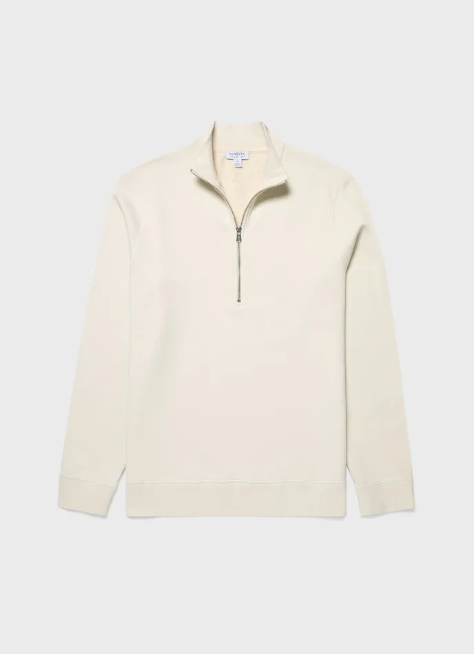 ussunspel Half Zip Loopback Sweatshirt Undyed Men Sweatshirts and Sweatpants