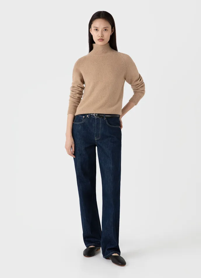 ussunspel Lambswool Funnel Neck Jumper Light Camel Women Knitwear ussunspel Lambswool Funnel Neck Jumper Light Camel Women Knitwear