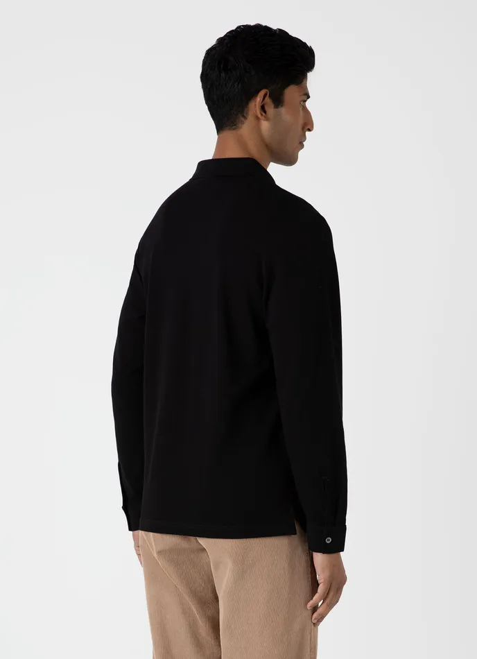 ussunspel Long Sleeve Piqu Polo Shirt Black Men Polo Shirts ussunspel Long Sleeve Piqu Polo Shirt Black Men Polo Shirts