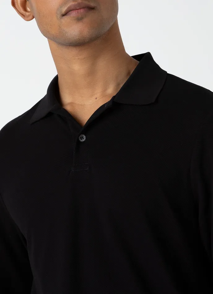ussunspel Long Sleeve Piqu Polo Shirt Black Men Polo Shirts ussunspel Long Sleeve Piqu Polo Shirt Black Men Polo Shirts