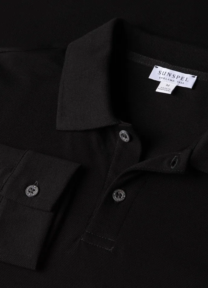 ussunspel Long Sleeve Piqu Polo Shirt Black Men Polo Shirts ussunspel Long Sleeve Piqu Polo Shirt Black Men Polo Shirts