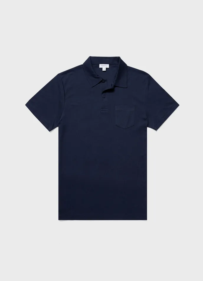 ussunspel Sea Island Cotton Riviera Polo Shirt Navy Men Polo Shirts