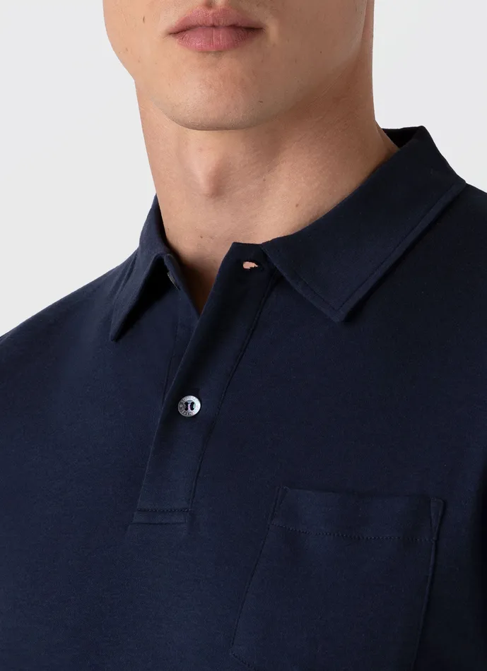 ussunspel Sea Island Cotton Riviera Polo Shirt Navy Men Polo Shirts