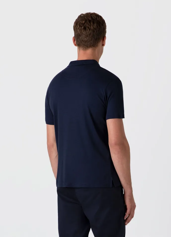 ussunspel Sea Island Cotton Riviera Polo Shirt Navy Men Polo Shirts