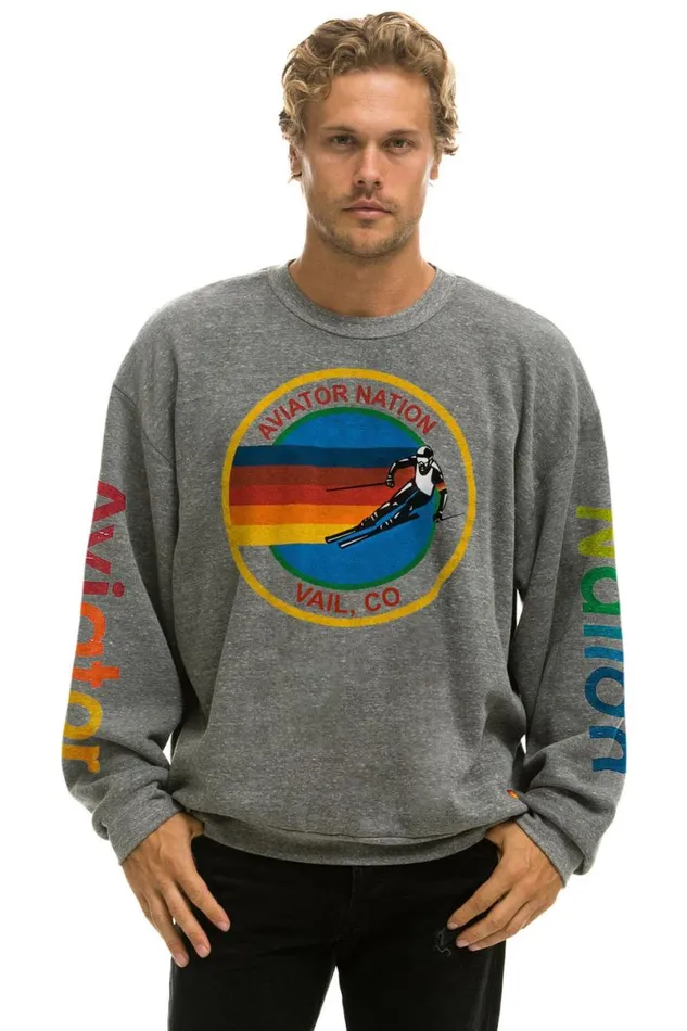 Vail Relaxed Crew Sweatshirt 8211 Heather Grey WomenMen Aviator Nation Sweatshirts
