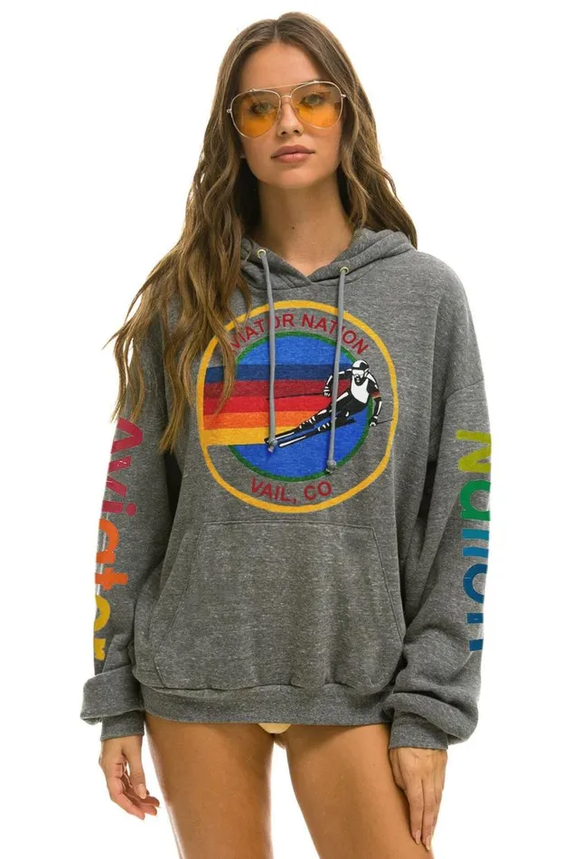 Vail Relaxed Pullover Hoodie 8211 Heather Grey WomenMen Aviator Nation Hoodies
