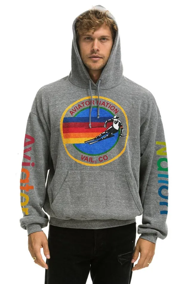 Vail Relaxed Pullover Hoodie 8211 Heather Grey WomenMen Aviator Nation Hoodies