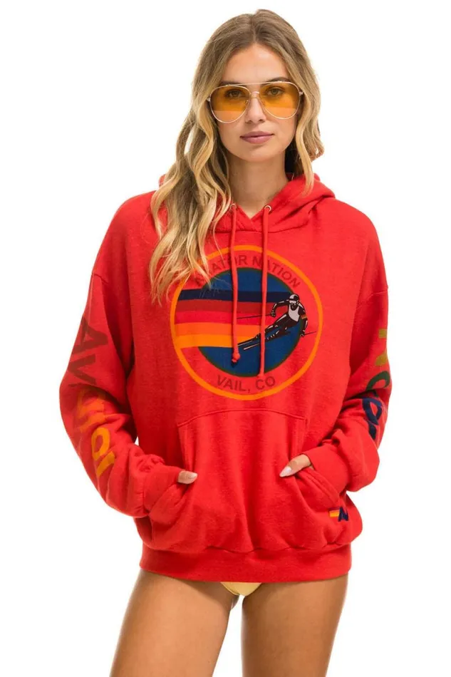 Vail Relaxed Pullover Hoodie 8211 Red WomenMen Aviator Nation Hoodies