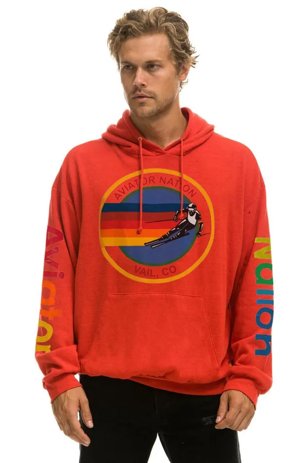 Vail Relaxed Pullover Hoodie 8211 Red WomenMen Aviator Nation Hoodies