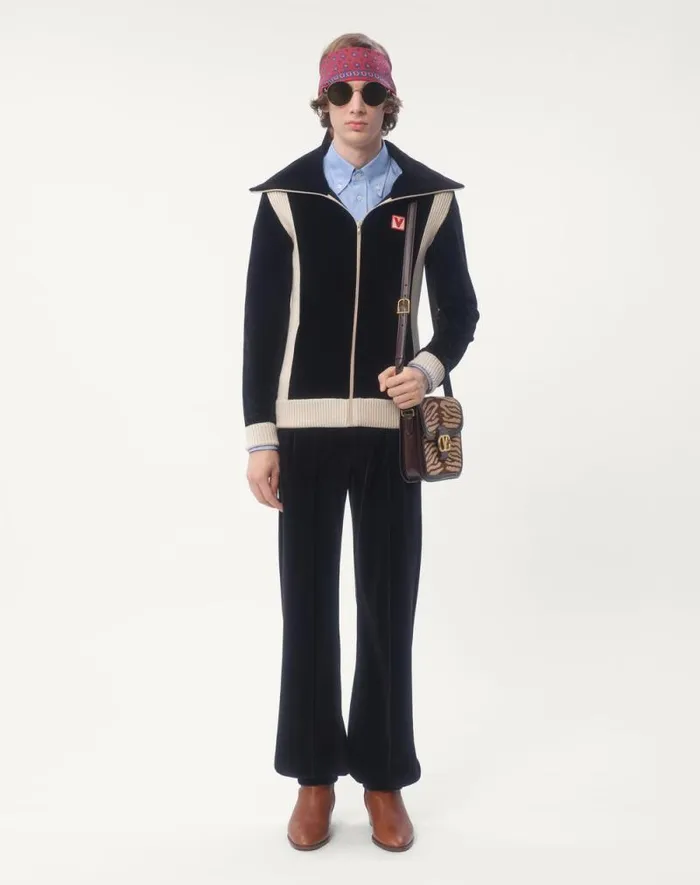 Valentino Activewear Man Chez Valentino Turtleneck Chenille Sweatshirt With Zipper And Patch For Man In Black Black Valentino Activewear Man Chez Valentino Turtleneck Chenille Sweatshirt With Zipper And Patch For Man In Black Black