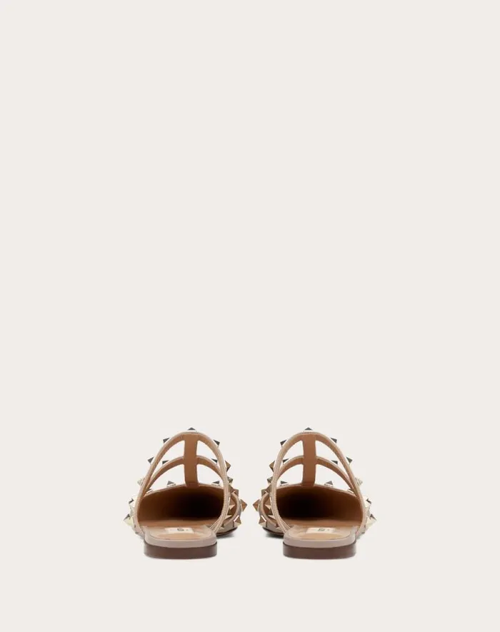 Valentino Ballerinas Woman Rockstud Patentleather Mule For Woman In Poudre Poudre