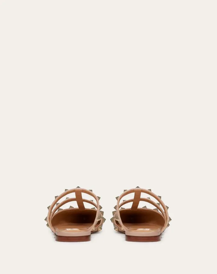 Valentino Ballerinas Woman Rockstud Patentleather Mule For Woman In Poudre Poudre
