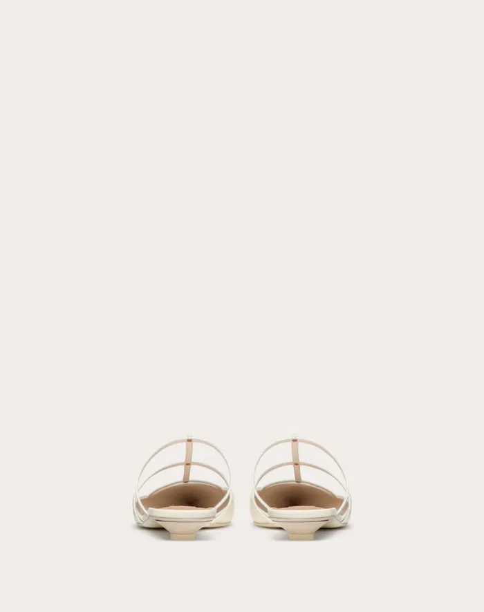 Valentino Ballerinas Woman Rockstud Wispy Calfskin Mule 20mm For Woman In Rosso Valentino Rosso Valentino