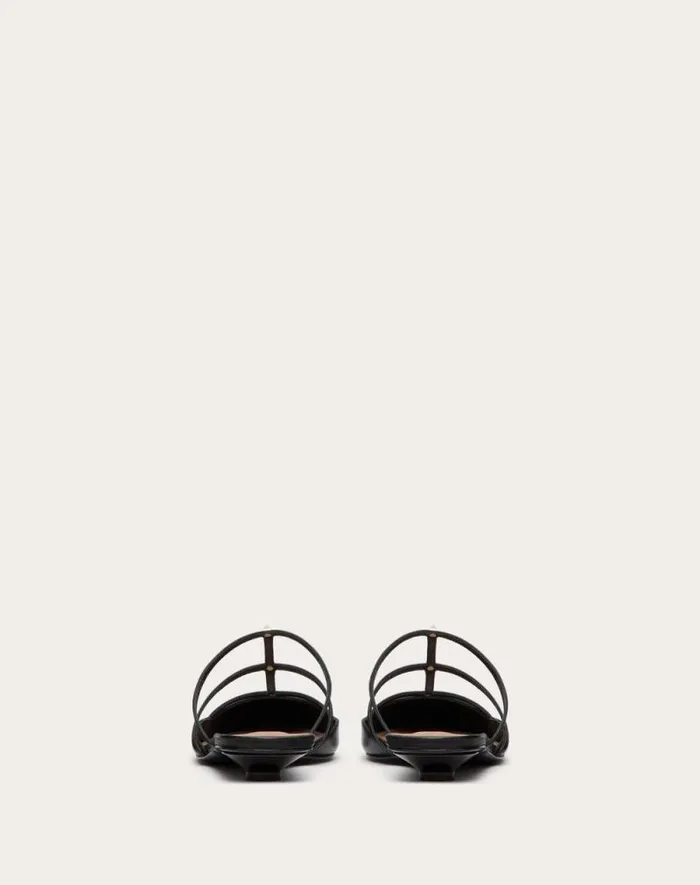 Valentino Ballerinas Woman Rockstud Wispy Calfskin Mule 20mm For Woman In Rosso Valentino Rosso Valentino