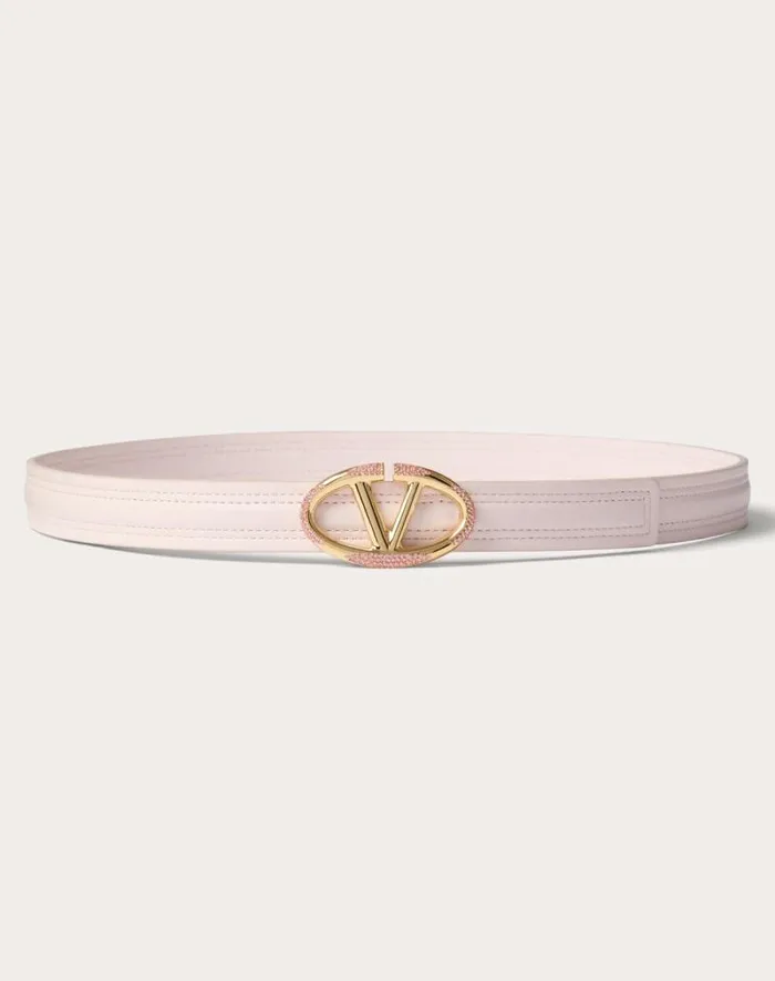 Valentino Belts Woman The Bold Edition Vlogo Shiny Calfskin Belt 20 Mm For Woman In Black Black