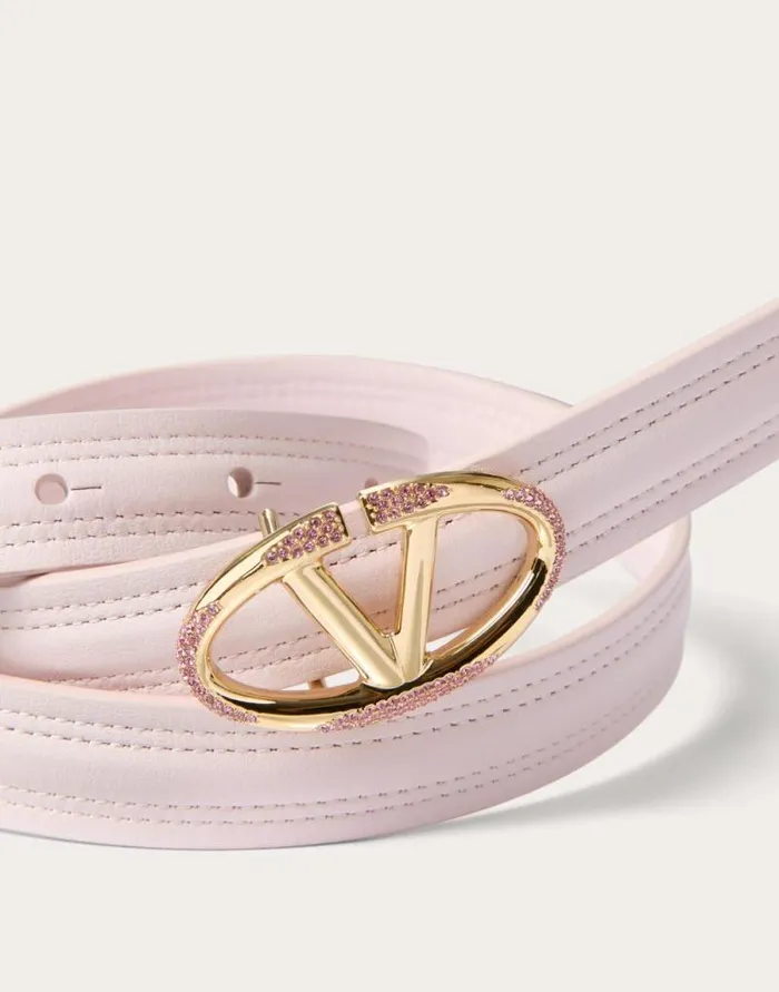 Valentino Belts Woman The Bold Edition Vlogo Shiny Calfskin Belt 20 Mm For Woman In Black Black