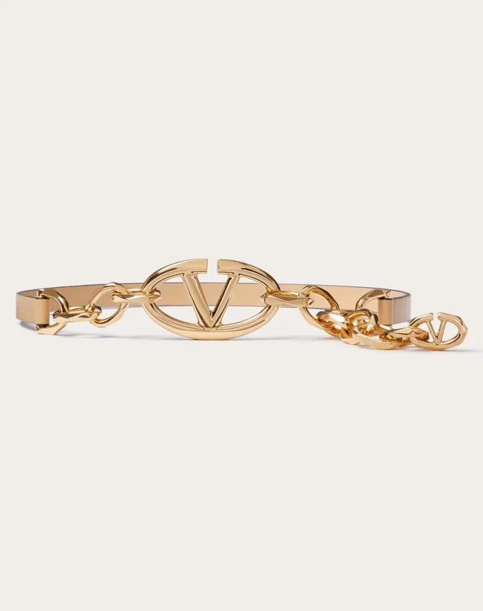 Valentino Belts Woman Vlogo Signature Shiny Calfskin Belt With Chain For Woman In Cappuccino Cappuccino Valentino Belts Woman Vlogo Signature Shiny Calfskin Belt With Chain For Woman In Cappuccino Cappuccino