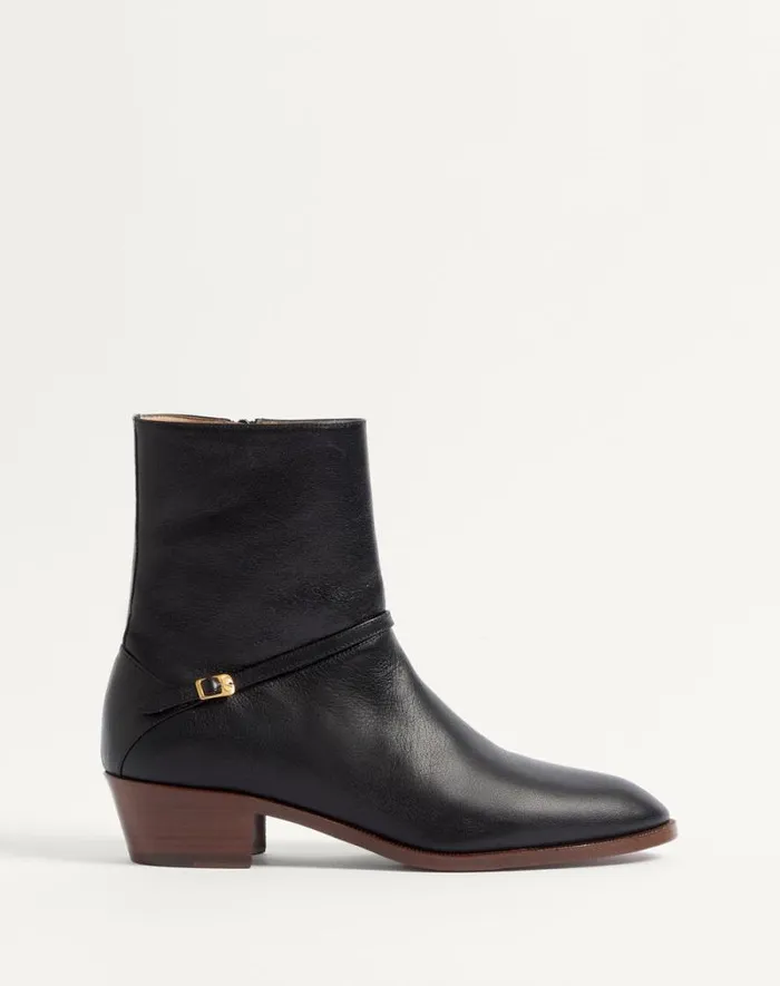 Valentino Boots Man Pat Ankle Boot In Kidskin For Man In Black Black