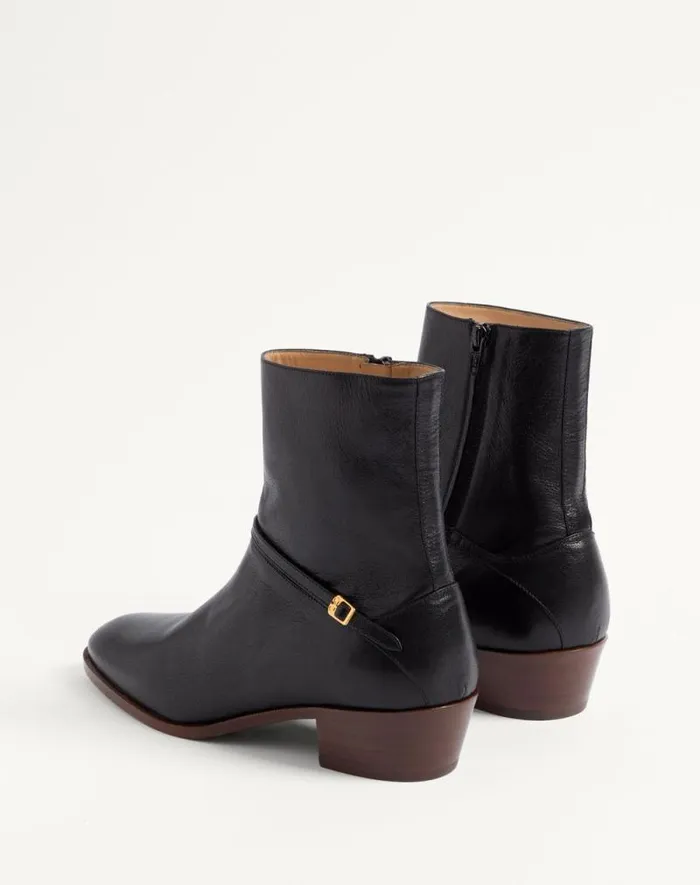 Valentino Boots Man Pat Ankle Boot In Kidskin For Man In Black Black Valentino Boots Man Pat Ankle Boot In Kidskin For Man In Black Black