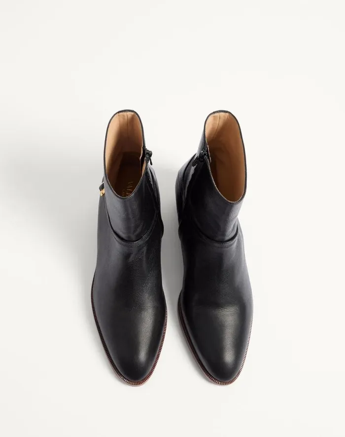 Valentino Boots Man Pat Ankle Boot In Kidskin For Man In Black Black Valentino Boots Man Pat Ankle Boot In Kidskin For Man In Black Black