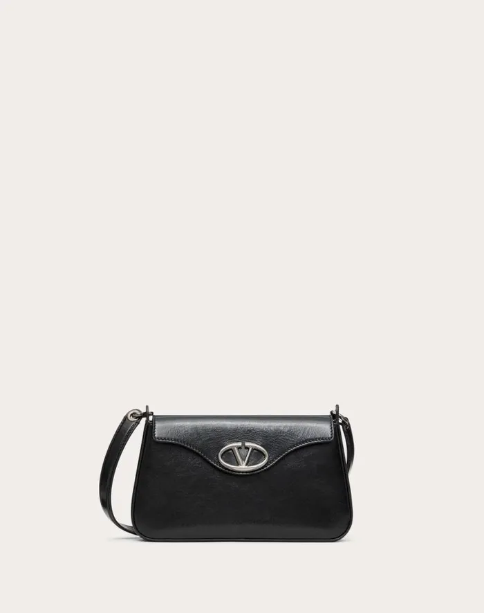 Valentino Clutches Woman Vlogo The Bold Edition Mini Shoulder Bag In Shiny Calfskin For Woman In Black Black Valentino Clutches Woman Vlogo The Bold Edition Mini Shoulder Bag In Shiny Calfskin For Woman In Black Black