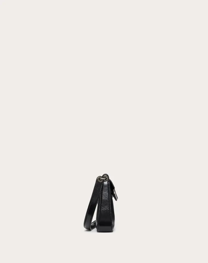 Valentino Clutches Woman Vlogo The Bold Edition Mini Shoulder Bag In Shiny Calfskin For Woman In Black Black Valentino Clutches Woman Vlogo The Bold Edition Mini Shoulder Bag In Shiny Calfskin For Woman In Black Black