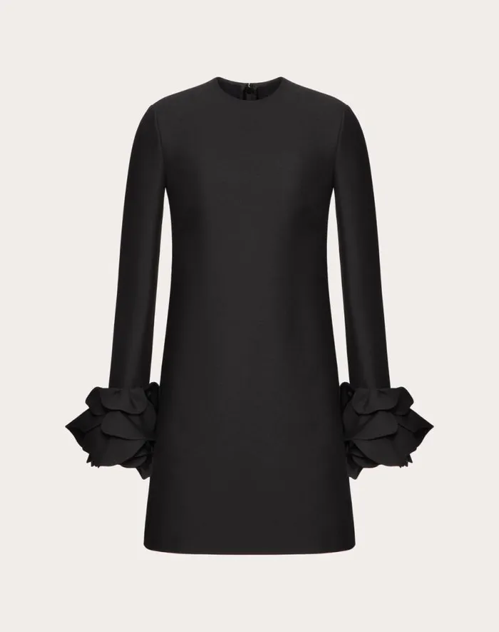 Valentino Dresses Woman Embroidered Crepe Couture Short Dress For Woman In Black Black