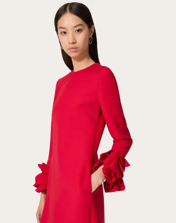 Valentino Dresses Woman Embroidered Crepe Couture Short Dress For Woman In Black Black Valentino Dresses Woman Embroidered Crepe Couture Short Dress For Woman In Black Black