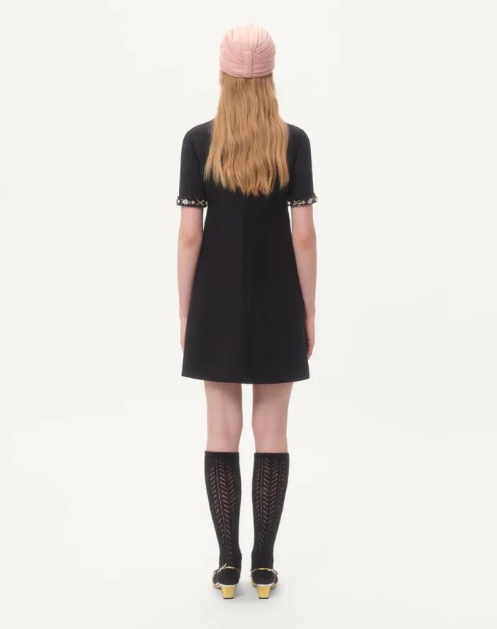 Valentino Dresses Woman Embroidered Crepe Couture Short Dress For Woman In Blackmulticolor Blackmulticolor Valentino Dresses Woman Embroidered Crepe Couture Short Dress For Woman In Blackmulticolor Blackmulticolor