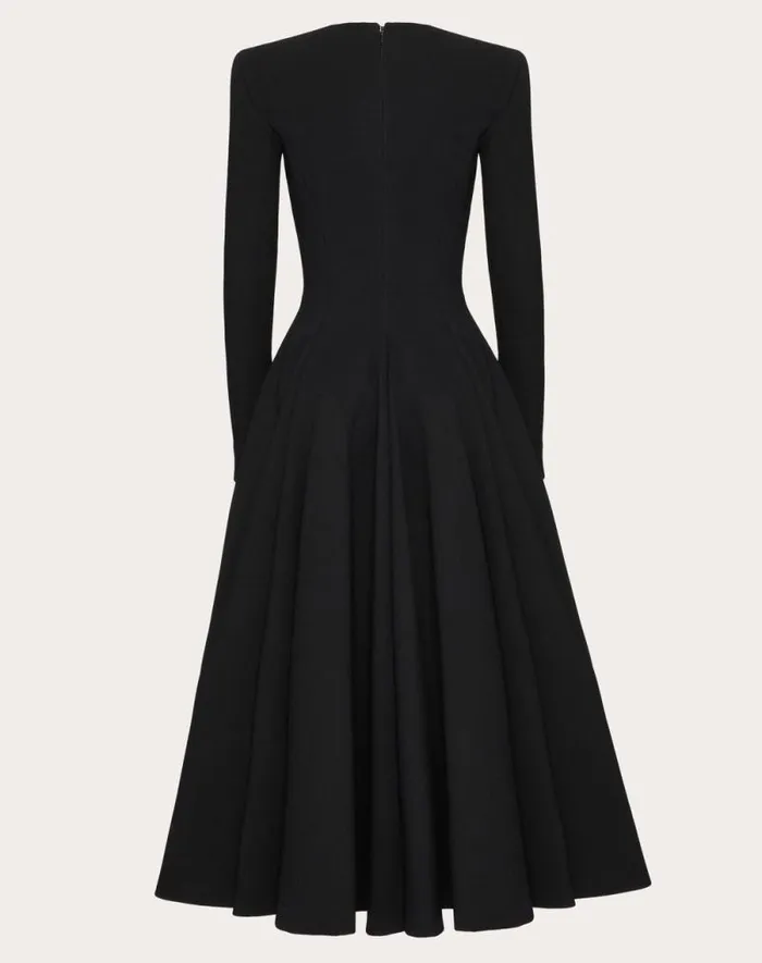 Valentino Dresses Woman Luxury Crepe Midi Dress For Woman In Black Black Valentino Dresses Woman Luxury Crepe Midi Dress For Woman In Black Black