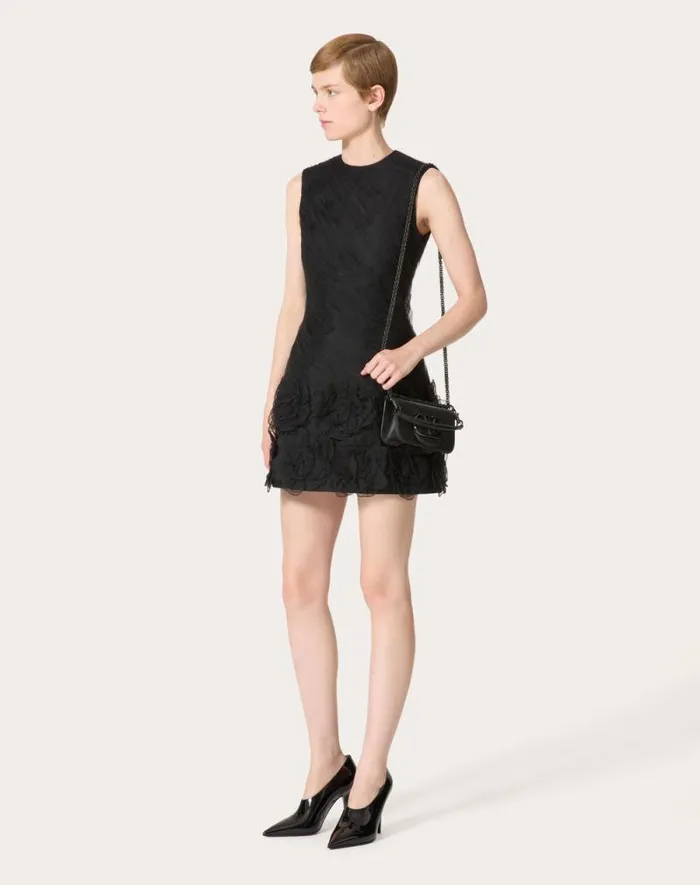 Valentino Dresses Woman Tulle Illusione Embroidered Short Dress For Woman In Black Black Valentino Dresses Woman Tulle Illusione Embroidered Short Dress For Woman In Black Black