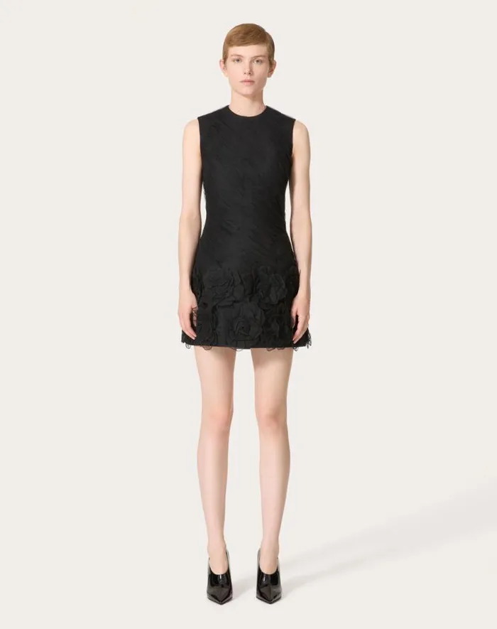 Valentino Dresses Woman Tulle Illusione Embroidered Short Dress For Woman In Black Black Valentino Dresses Woman Tulle Illusione Embroidered Short Dress For Woman In Black Black