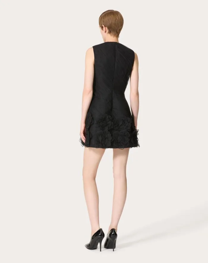 Valentino Dresses Woman Tulle Illusione Embroidered Short Dress For Woman In Black Black Valentino Dresses Woman Tulle Illusione Embroidered Short Dress For Woman In Black Black