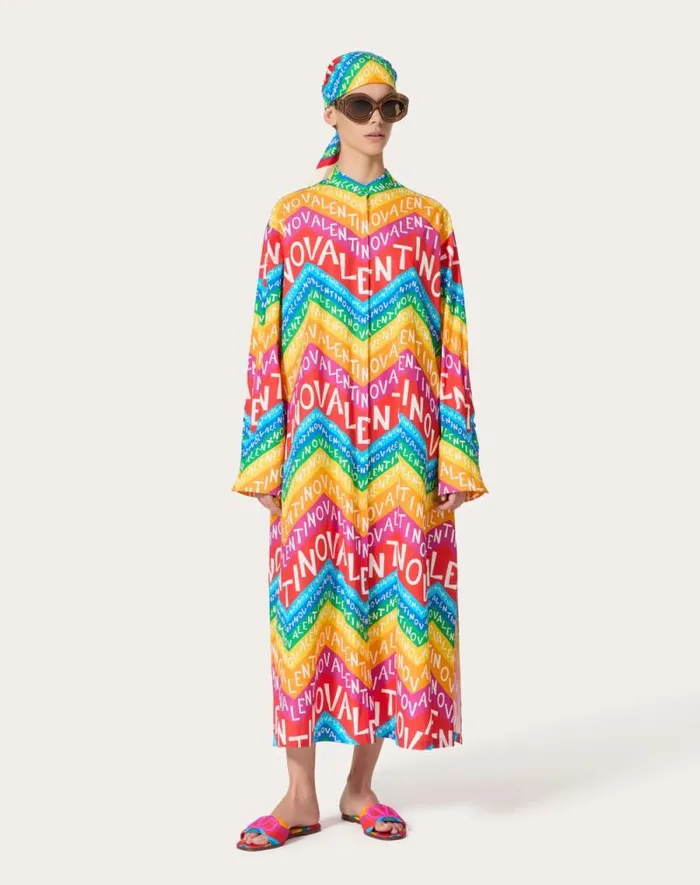 Valentino Dresses Woman Valentino Chevron Popeline Midi Dress24 For Woman In Multicolor Multicolor Valentino Dresses Woman Valentino Chevron Popeline Midi Dress24 For Woman In Multicolor Multicolor