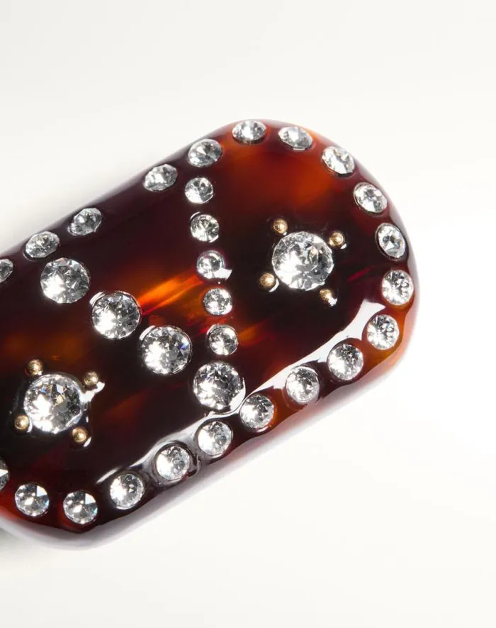 Valentino Hair Accessories Woman Vlogo Signature Hair Clip In Resin Metal And Crystals For Woman In Multicolor Multicolor