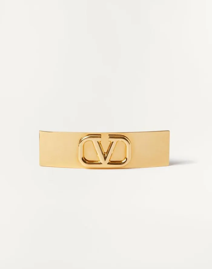 Valentino Hair Accessories Woman Vlogo Signature Metal Hair Clip For Woman In Gold Gold Valentino Hair Accessories Woman Vlogo Signature Metal Hair Clip For Woman In Gold Gold