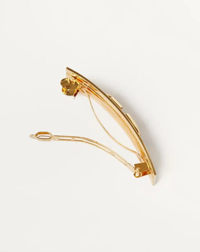 Valentino Hair Accessories Woman Vlogo Signature Metal Hair Clip For Woman In Gold Gold