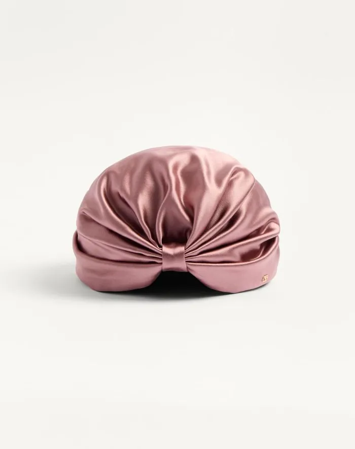 Valentino Hats And Gloves Woman Silk Turban Scarf For Woman In Goldpink Goldpink