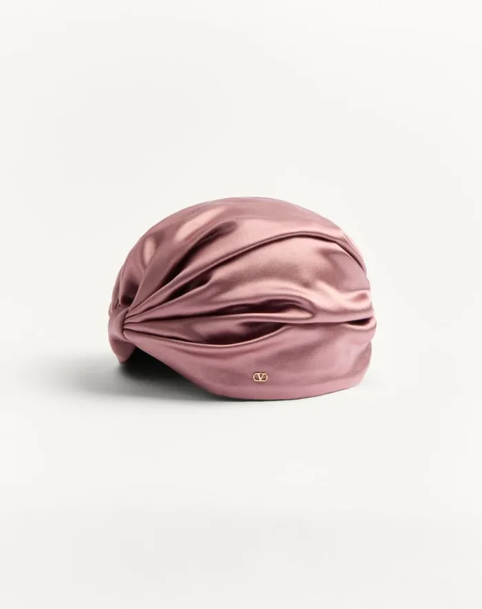 Valentino Hats And Gloves Woman Silk Turban Scarf For Woman In Goldpink Goldpink Valentino Hats And Gloves Woman Silk Turban Scarf For Woman In Goldpink Goldpink